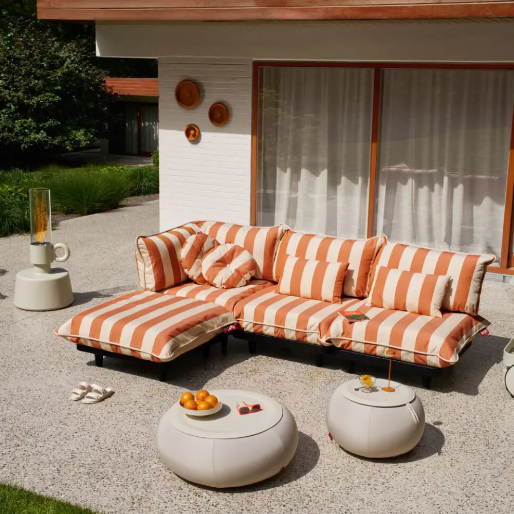 Cirkelpude Dekorativ Pude Stribet Orange Creme