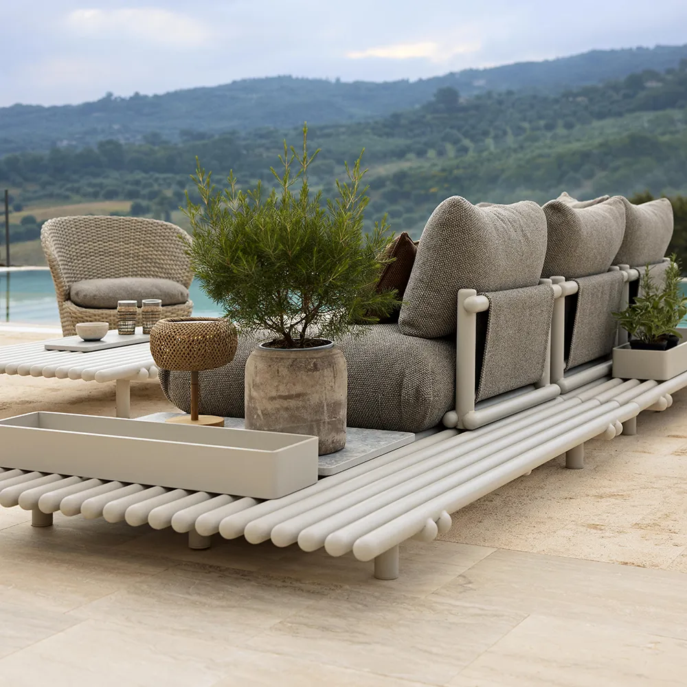 Sticks sofa m/chaiselong Alu/umber brown