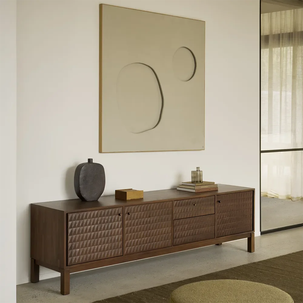 TV-bord i teak Sono Light Brown L212 cm