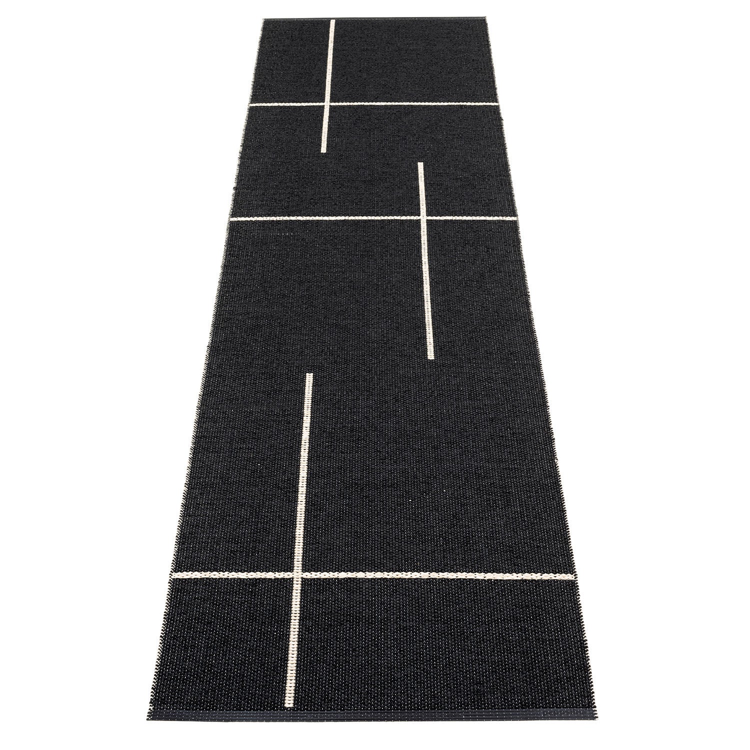 Fred tæppe 70x270 cm black / vanilla 