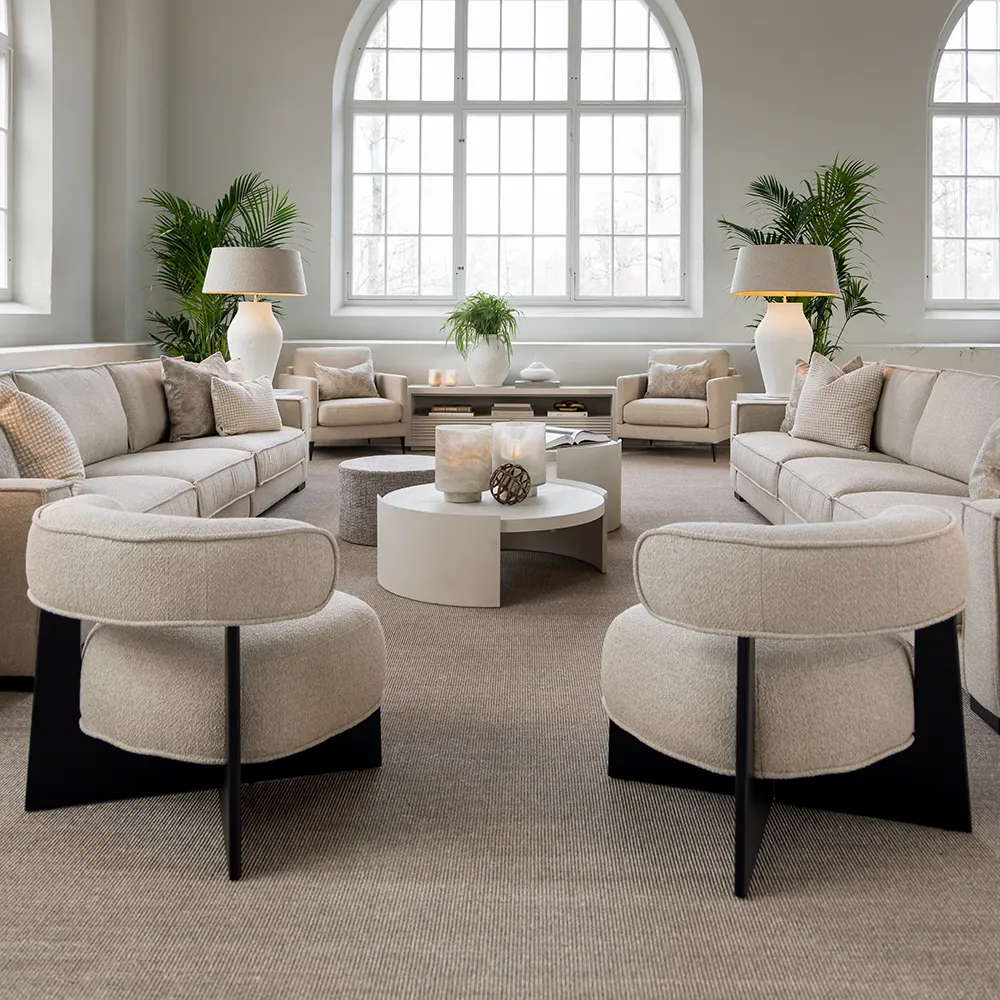 Porto stoflænestol Rhyme beige