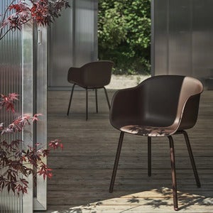 Fiber Outdoor Stol med armlæn Brown Red 
