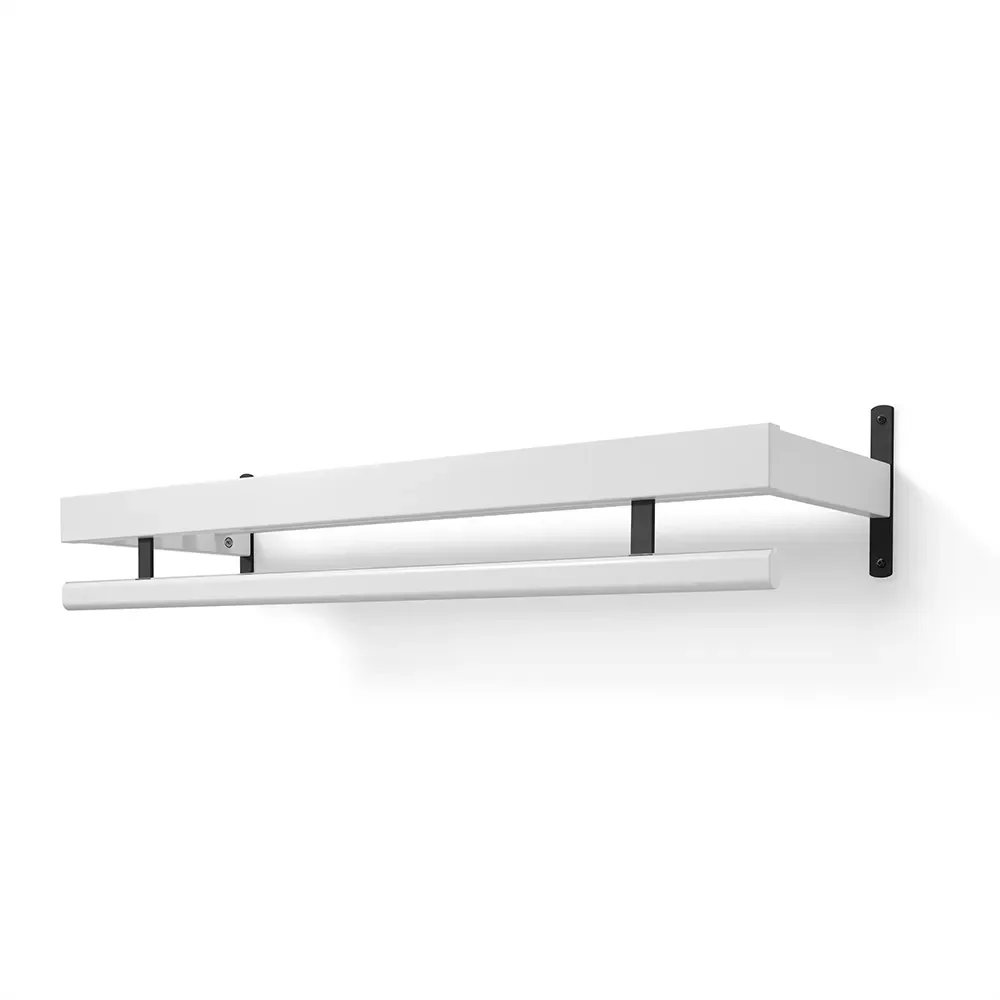 Oscarssons Möbel, Nadja Hattehylde 100 cm 1 niveau Hvidlakeret birk/matsort stål