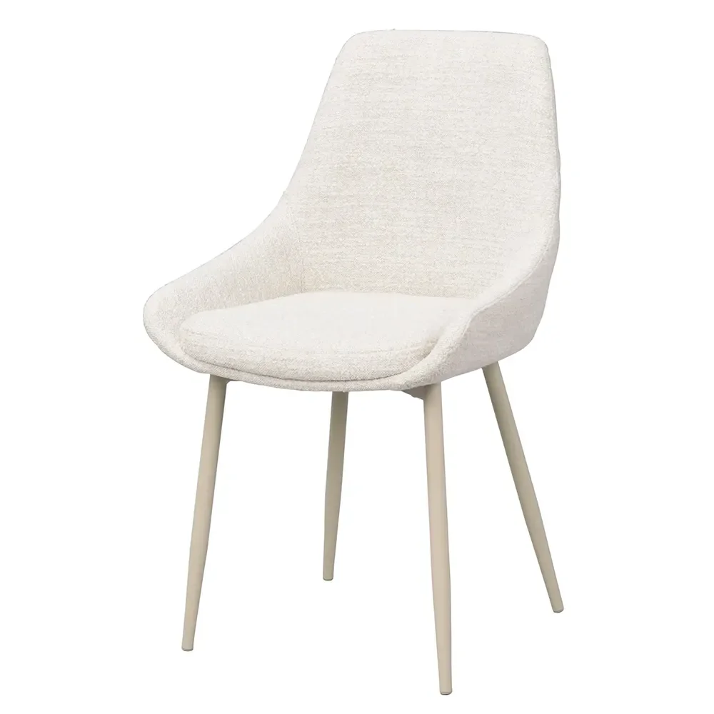 Spisebordsstol Sierra 2-pak fra Rowico - beige polstret stof og sandfarvede metalben