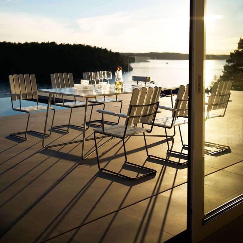 Bord 9A 100 Ubehandlet Teak/Varmgalvaniseret Understel Grythyttan Stålmöbler