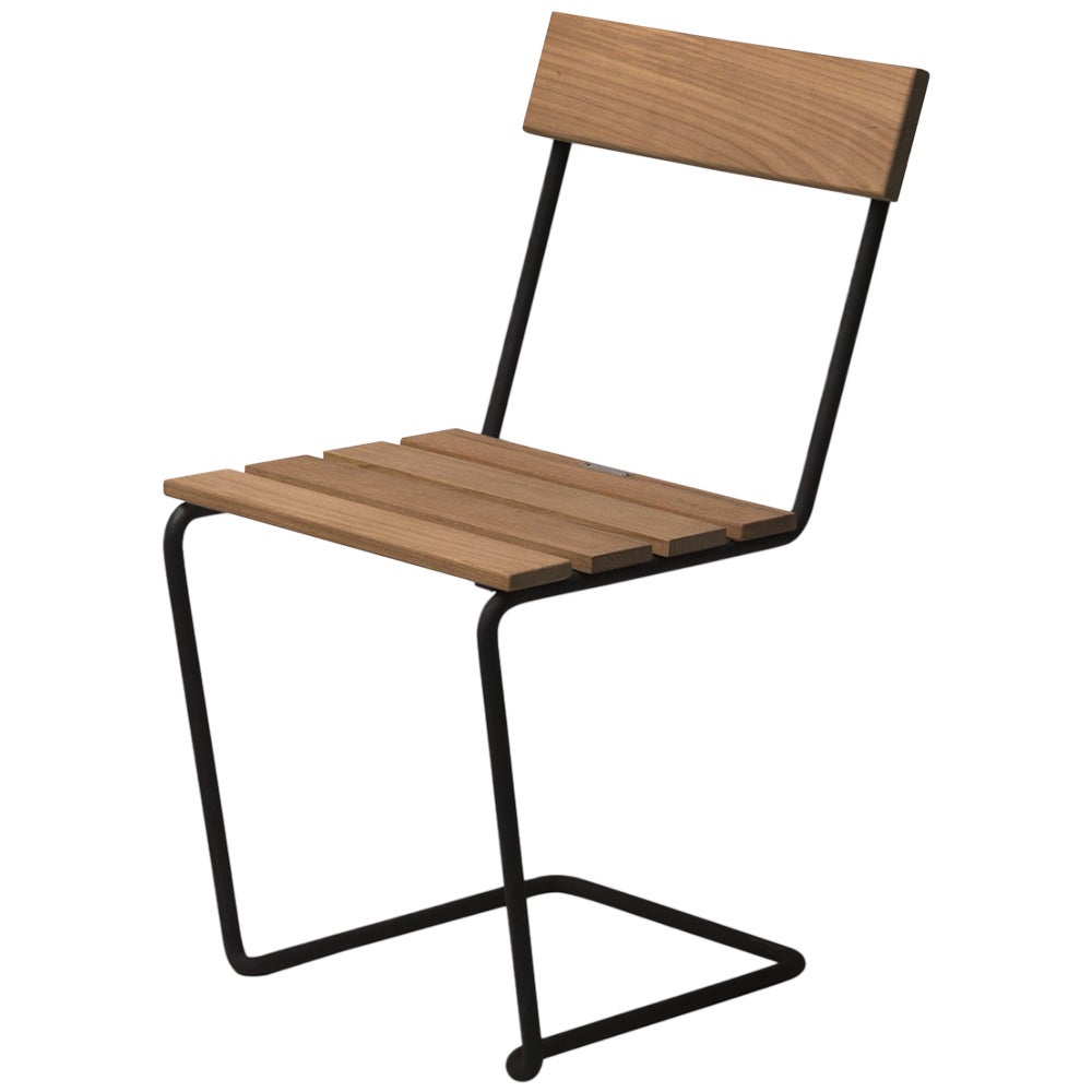 Grythyttan Stålmöbler, Stol 1 Ubehandlet teaktræ / sort stel