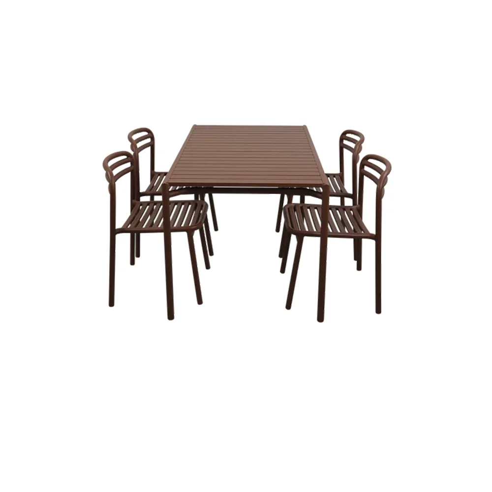 Cane-line, Bliss spisebord inkl. fire stole - Ørkenrød aluminium