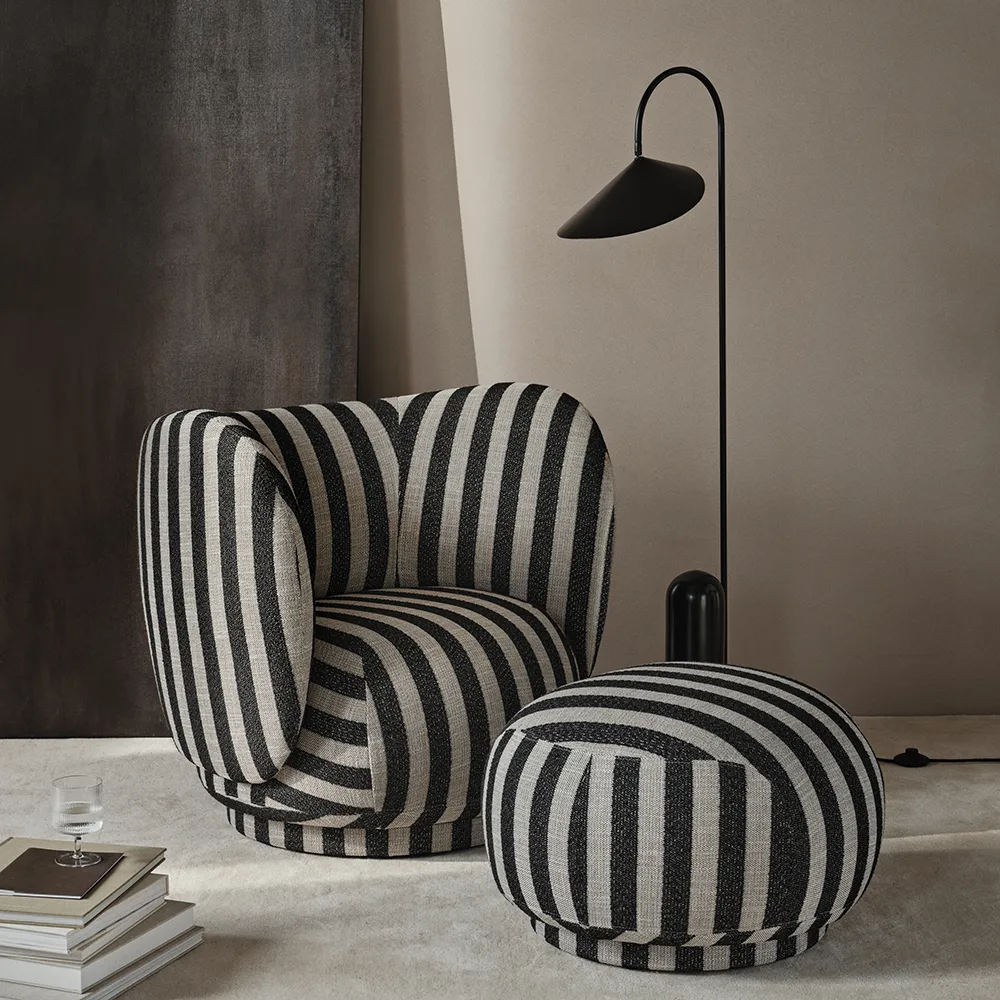 Justerbar Gulvlampe med Travertinfod Arum Black