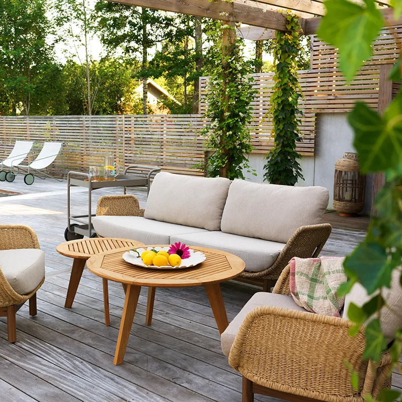 Lily 2,5-pers. sofa  Twist straw / Plush wheat / teak