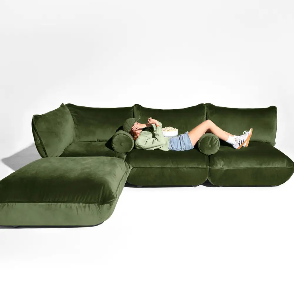 recycled puff rolster pude velvet deep green