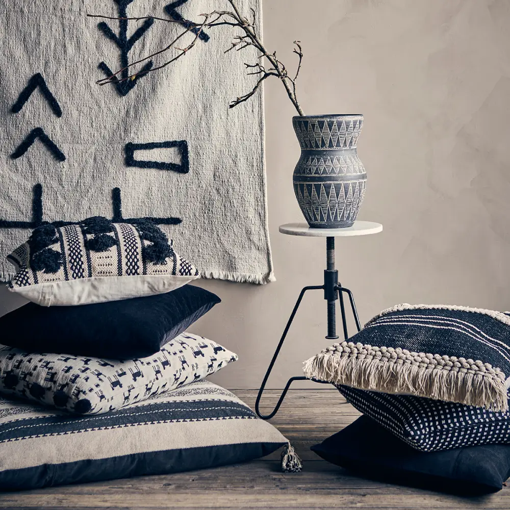  ANNA pudebetræk sort/hvid 50x50 cm