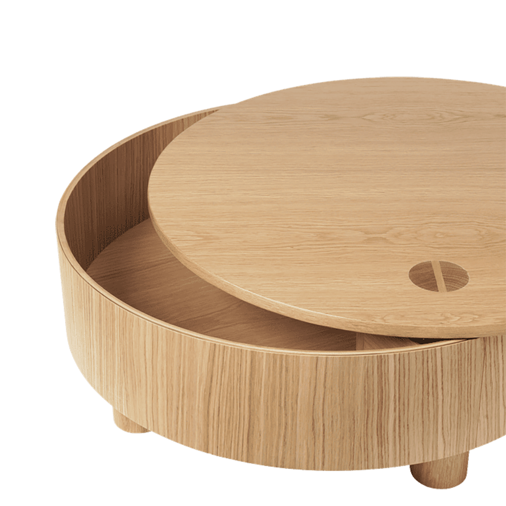 Olles sofabord med opbevaring - Ø80 - Natur Egefiner