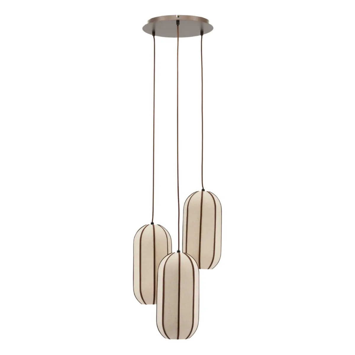 Cocoon cluster round Pendellampe 43x43x149 cm IJzer, leer & linnen Natur