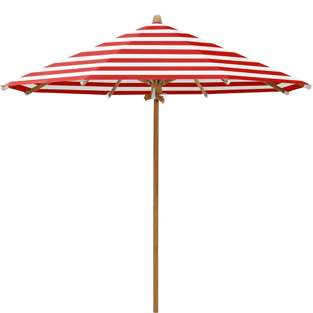 Glatz Teakwood parasol 350 cm Kat.5 800 Red Stripe