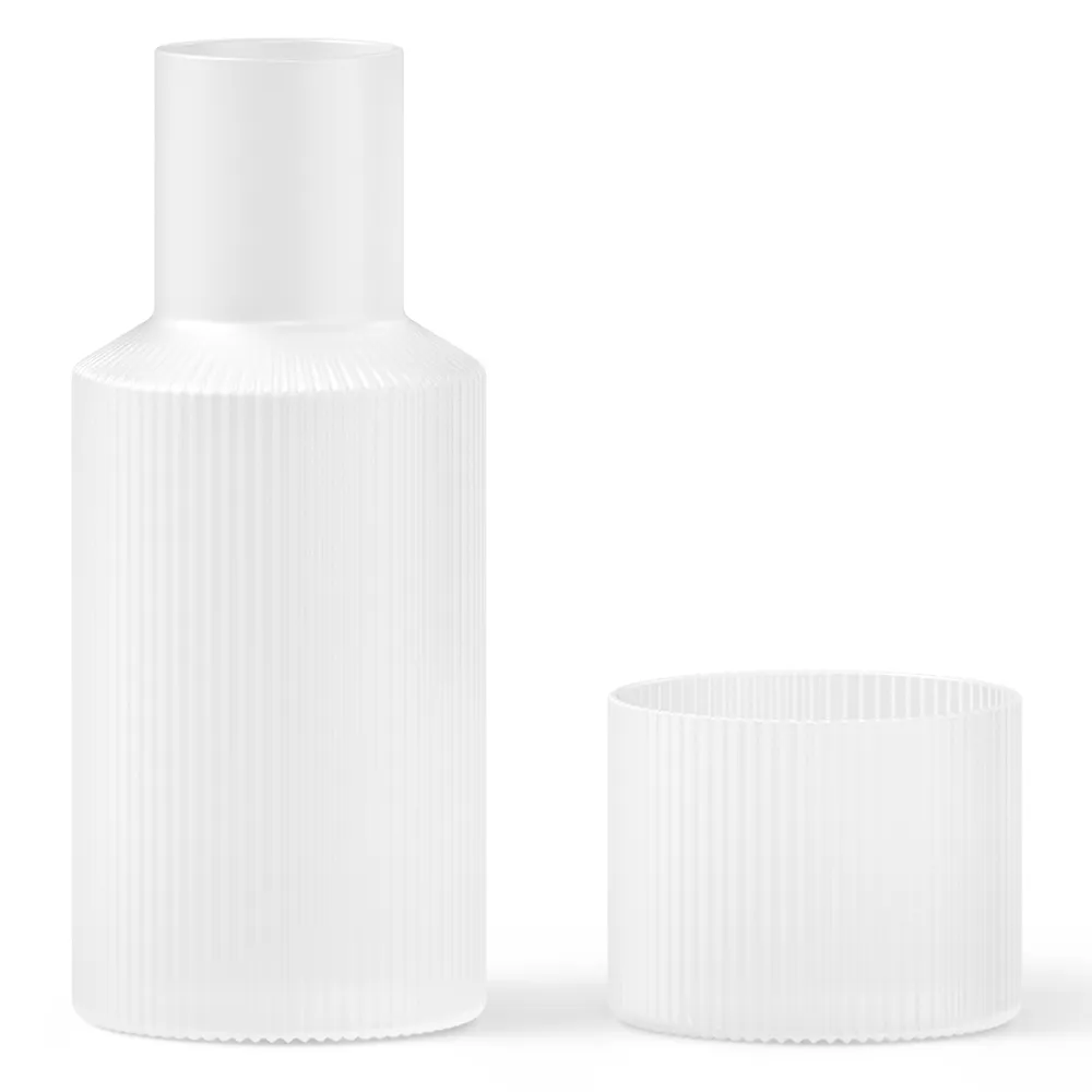 Ferm Living, Ripple Karaffel med glas - Frosted
