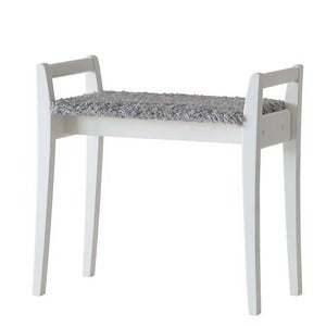 Meja Stool Hvidlakeret birk/fåreskindslook Lysegrå