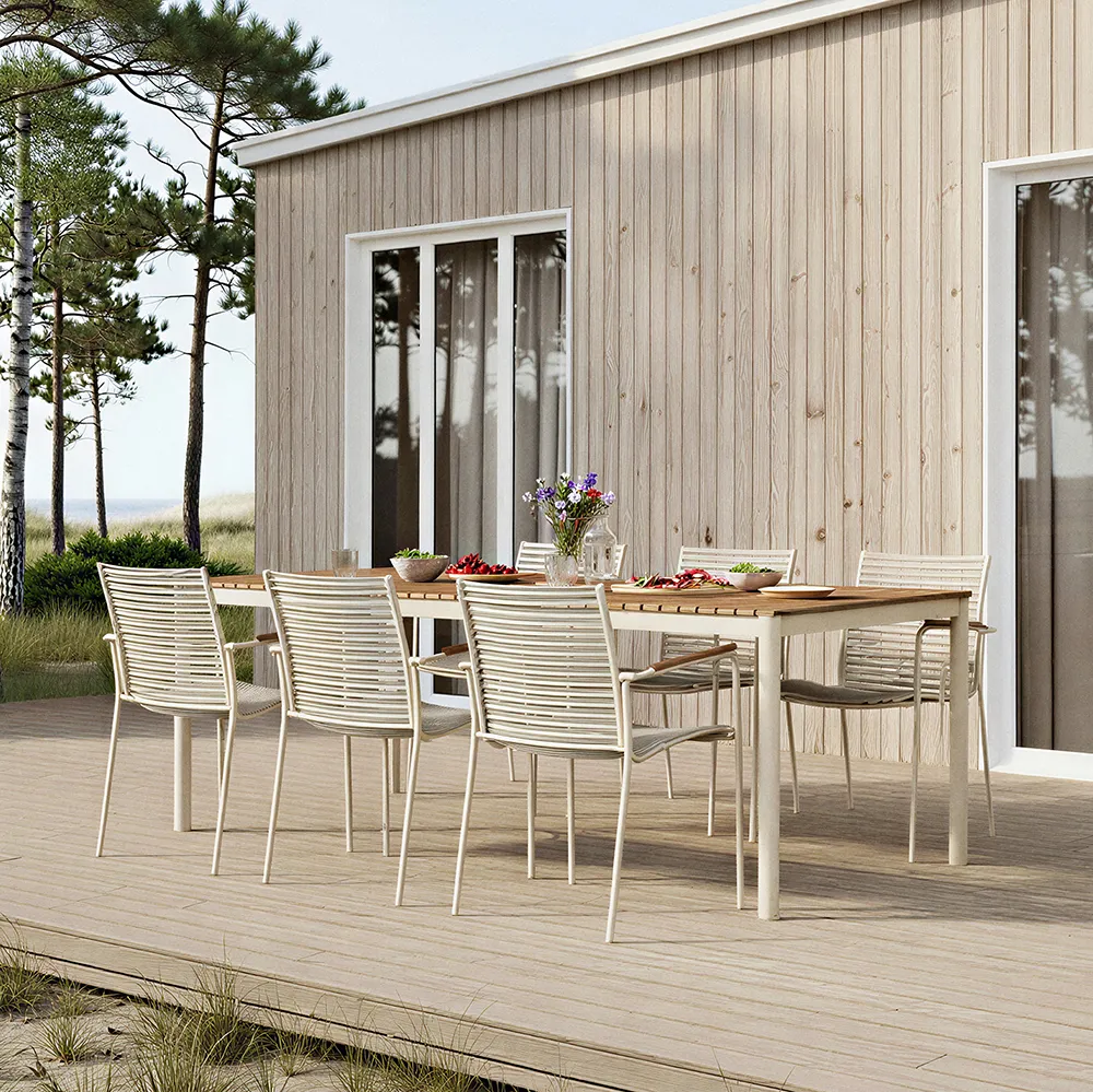 Mood Classic spisebord 100x208 cm Sandgrå / teak