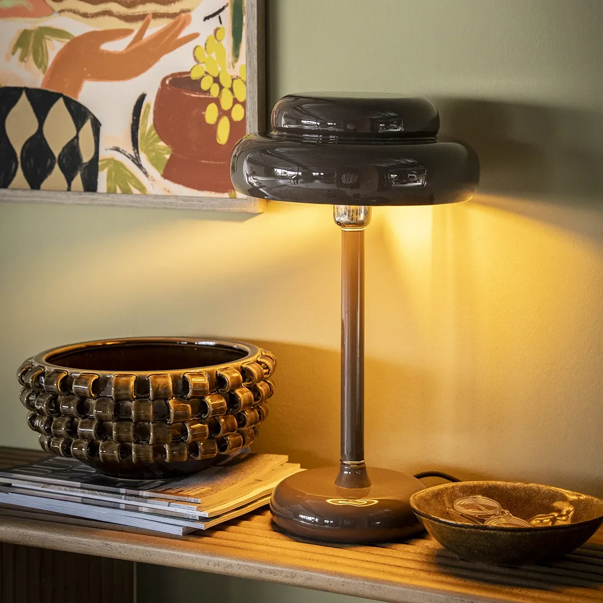 Dæmpbar bordlampe Pomm Dark Brown H 47,5 cm