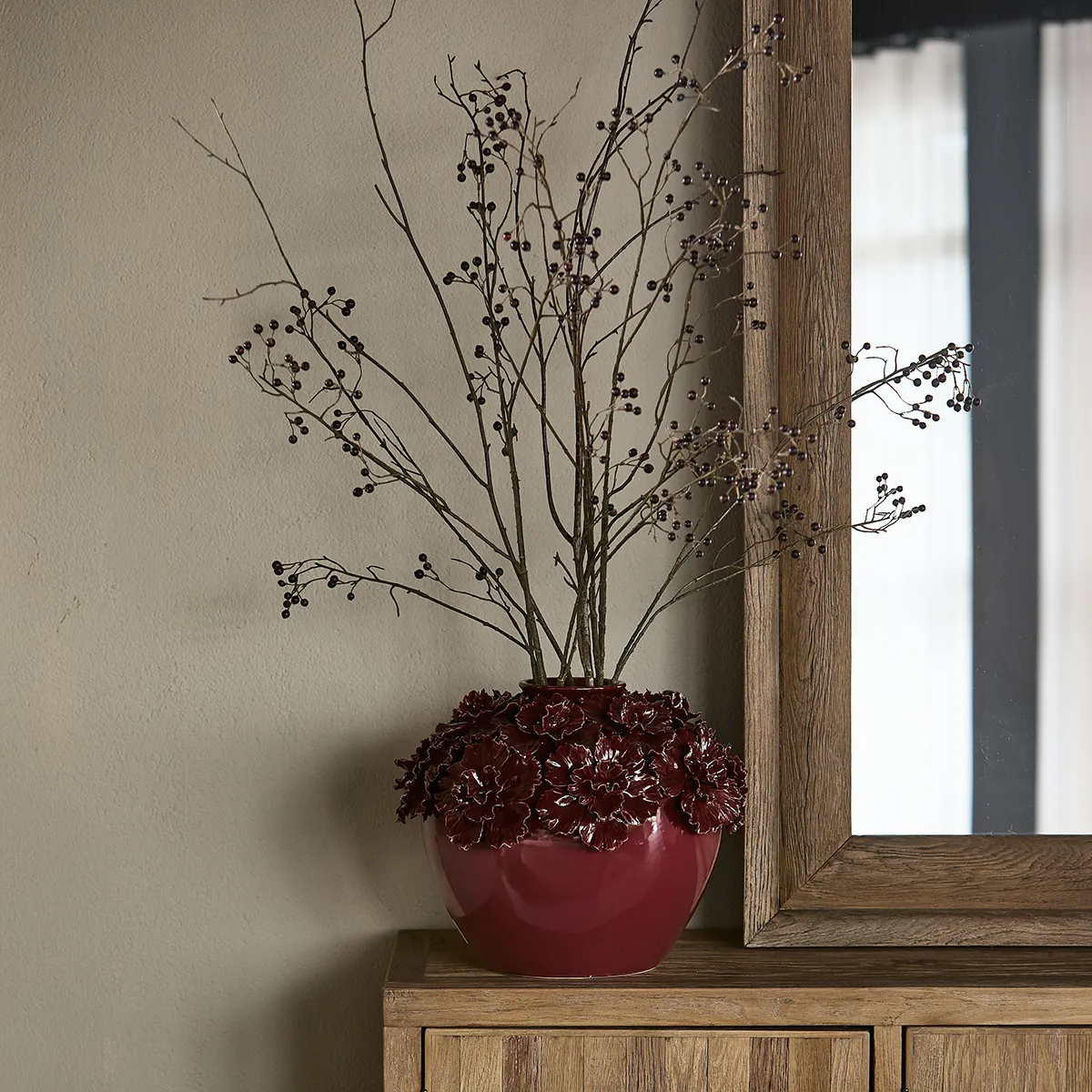 Håndlavet Vase Blossom L Burgundy