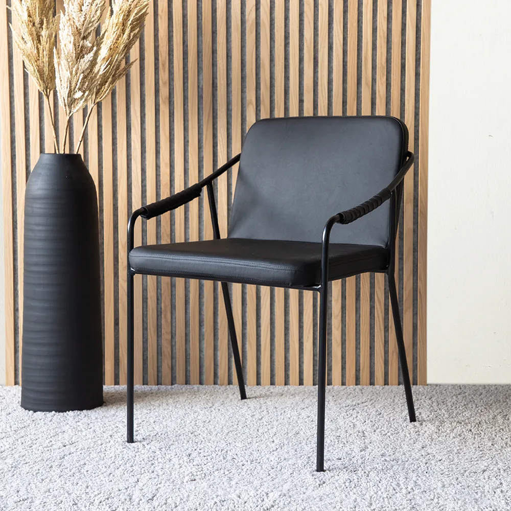 Tvist spisebordsstol sort PU 2-pak 