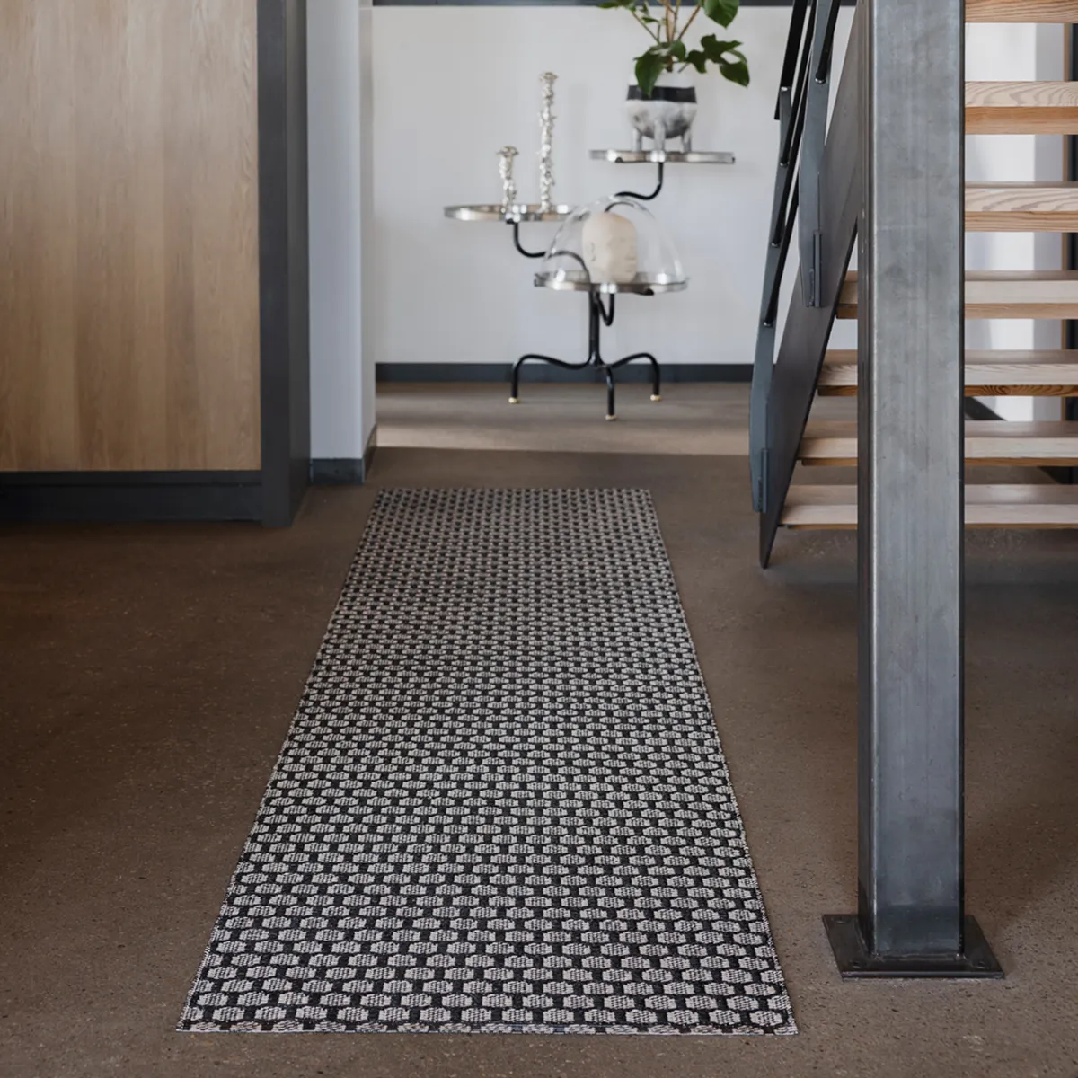 Vendbar Plastmåtte MIMI Black/Beige 180x260 cm