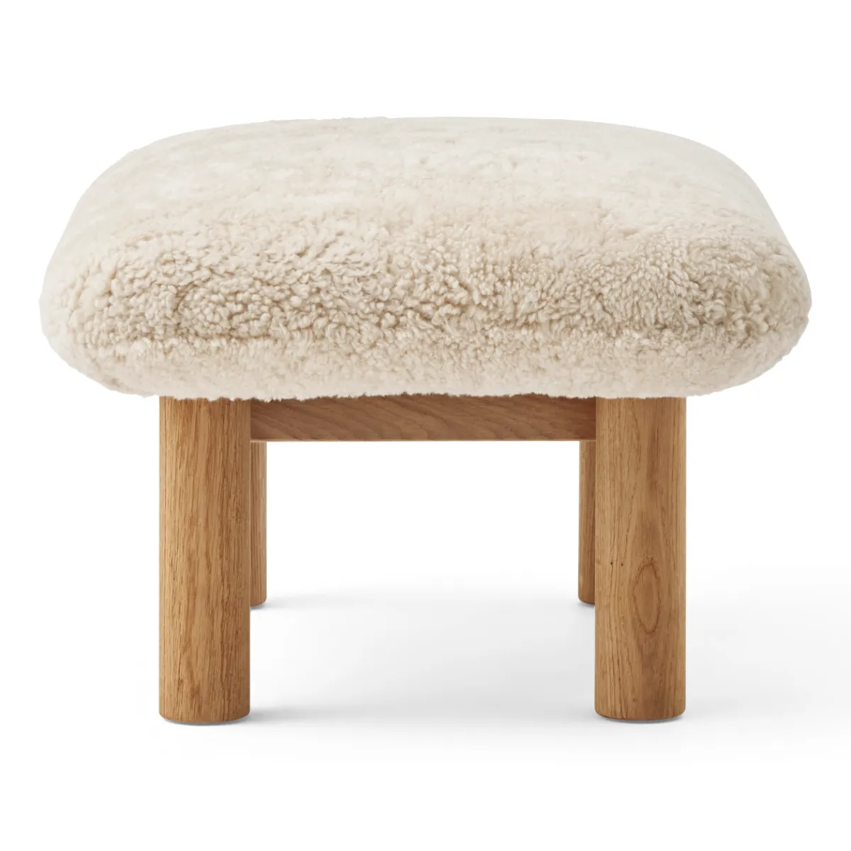 Brasilia skammel helpolstret firbenet stel massiv eg natur Sheepskin Nevotex Nature