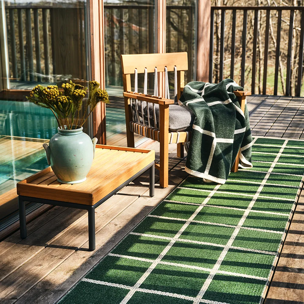 Vævet plaid i lammeuld Criss Leaf