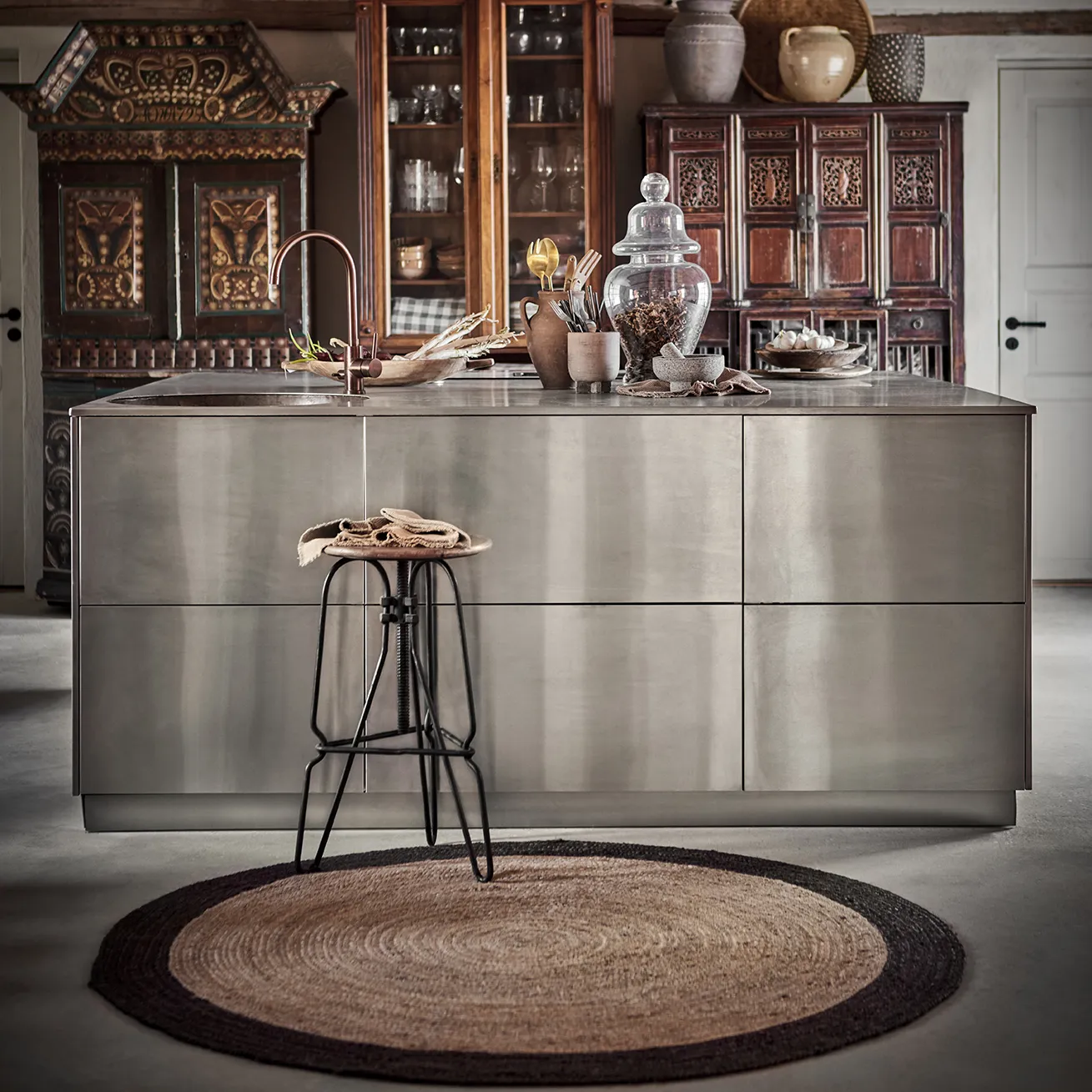 JUNI tæppe natur/brun Ø150 cm