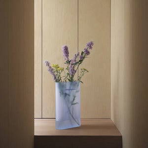 Ridge Vase H: 48,5 cm Light Blue Frosted
