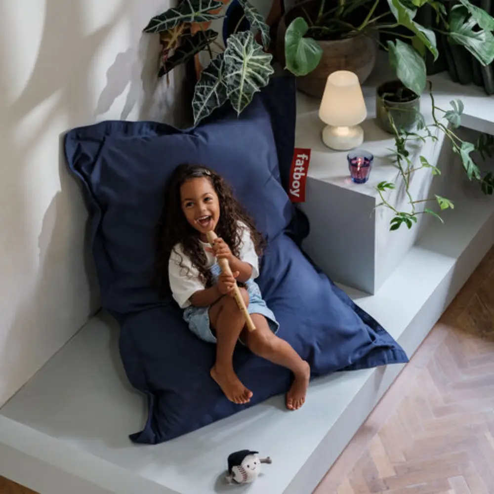 junior canvas sækkestol recycled crown blue