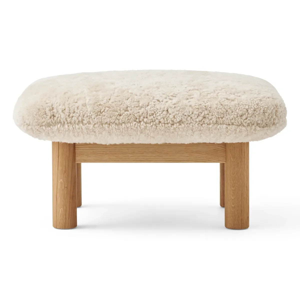 Brasilia skammel helpolstret firbenet stel massiv eg natur Sheepskin Nevotex Nature