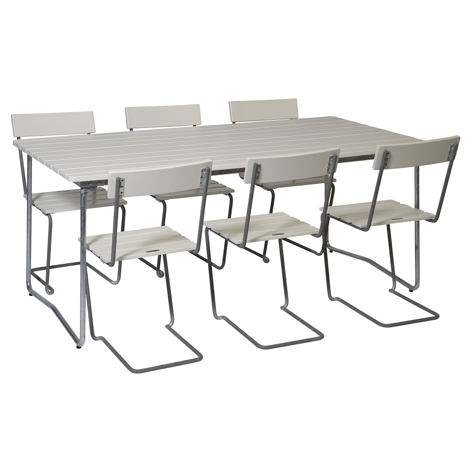 Spisebordssæt B31 170 cm & Stol 1 Hvidlakeret Eg Grythyttan Stålmöbler