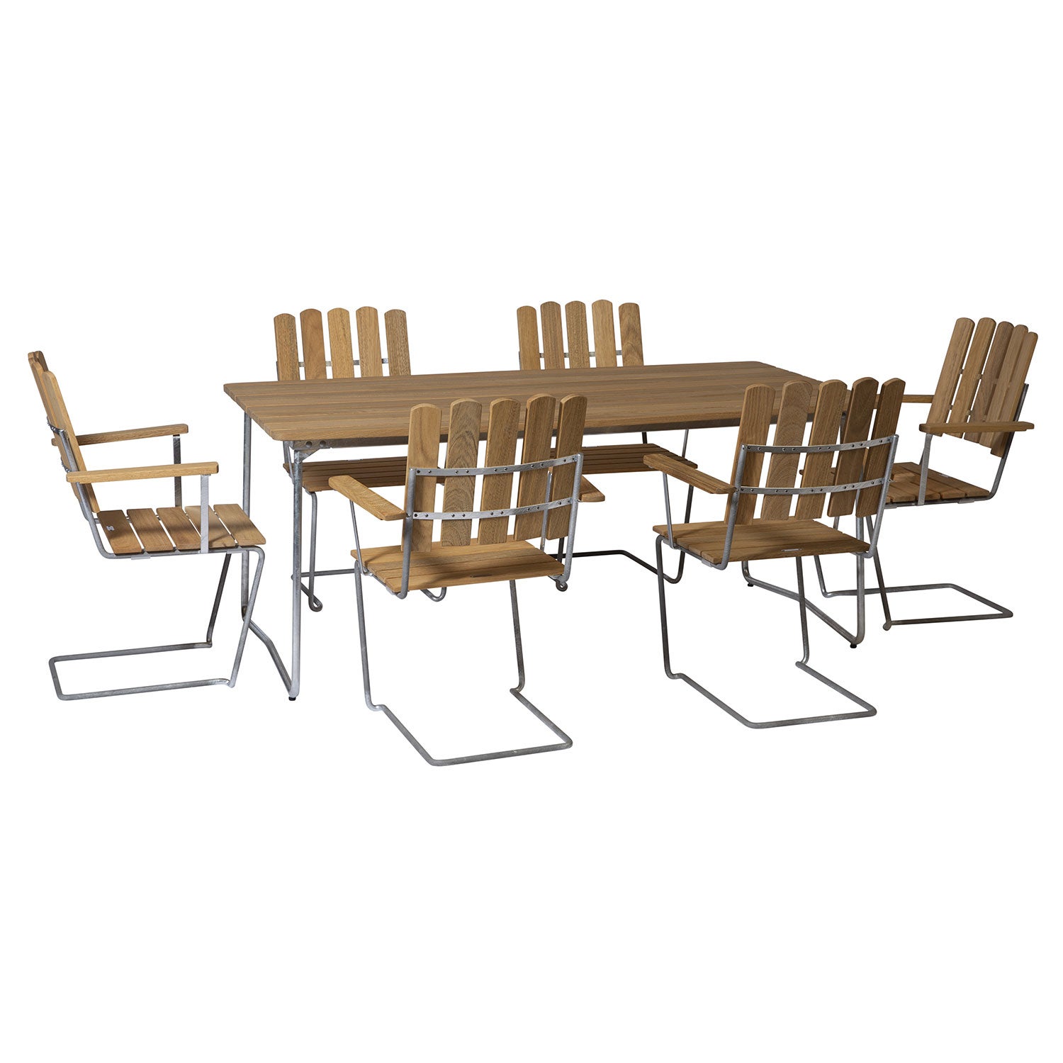 Spisebordssæt B31 & A2 6 stk. Olieret Eg Grythyttan Stålmöbler