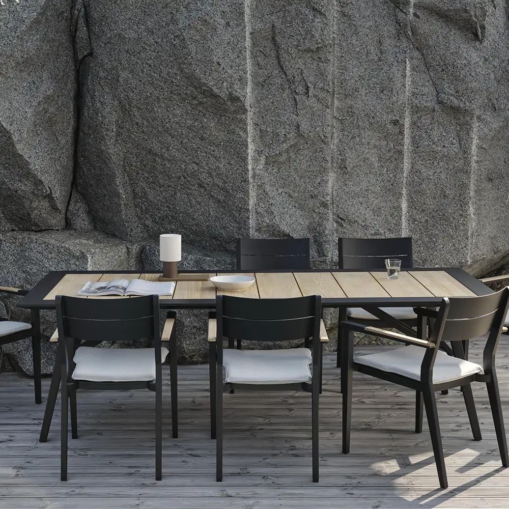 Chios Spisebord 100x240 cm Sort/Teak Brafab