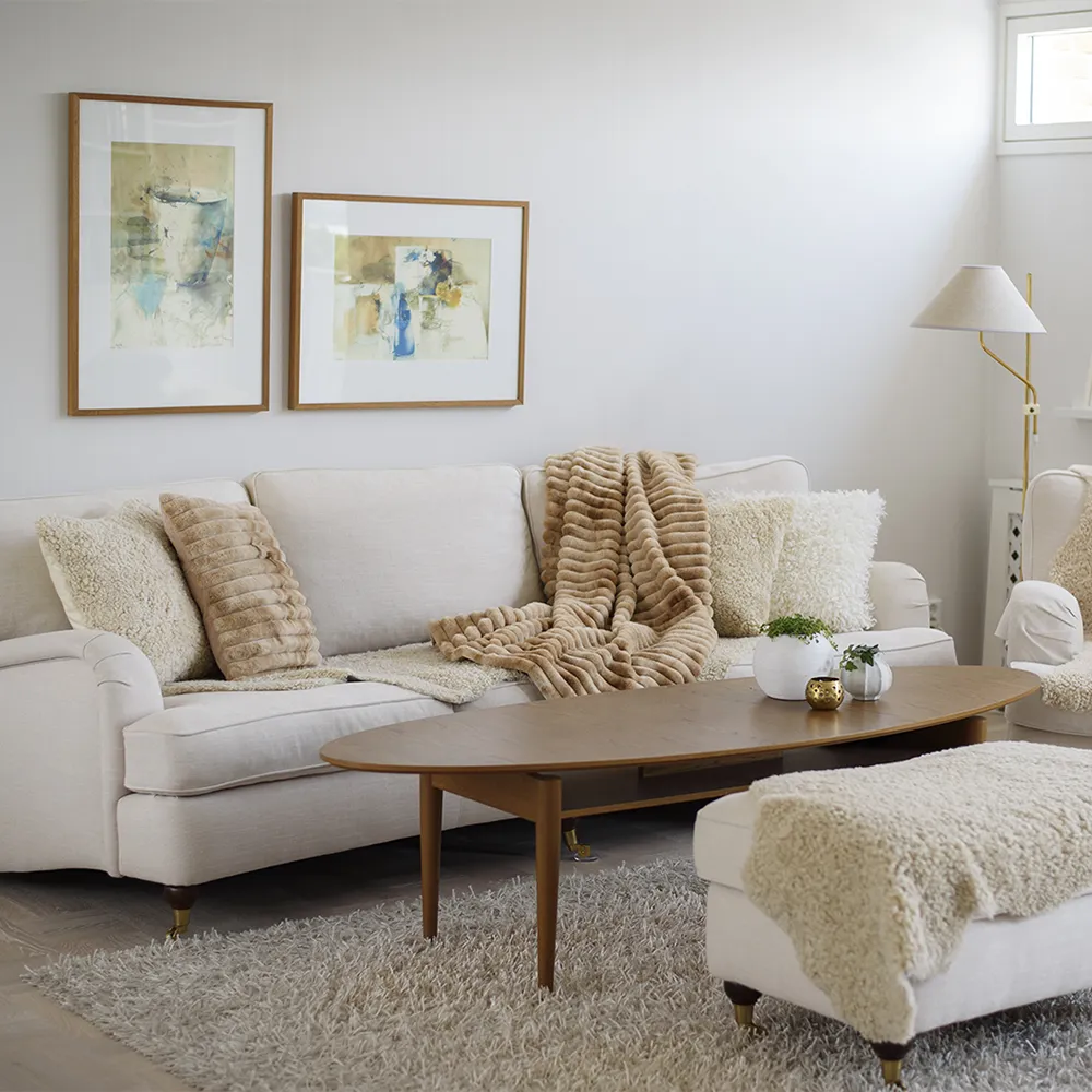 Stripy pyntepude 45x45 cm Toffee