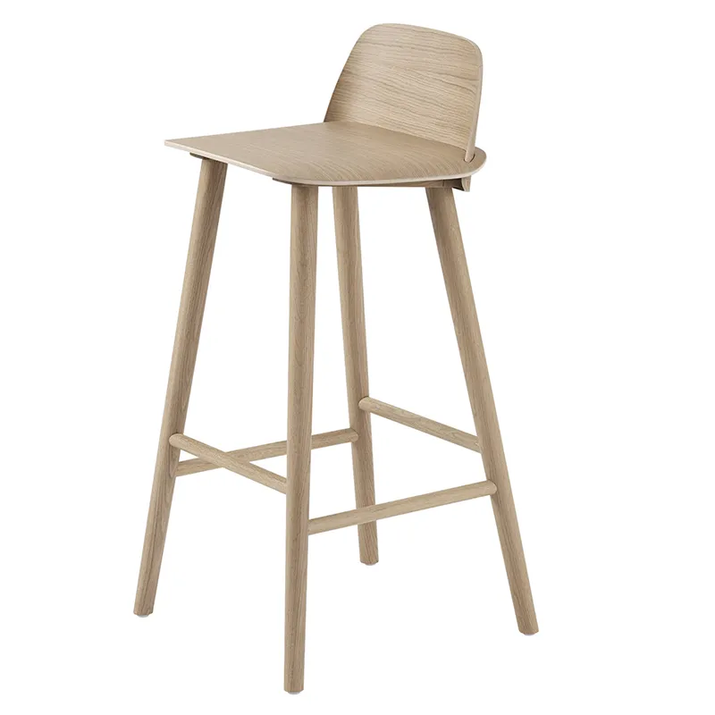Muuto, Nerd barstol 75 cm - med fodstøtte i metal - Oak