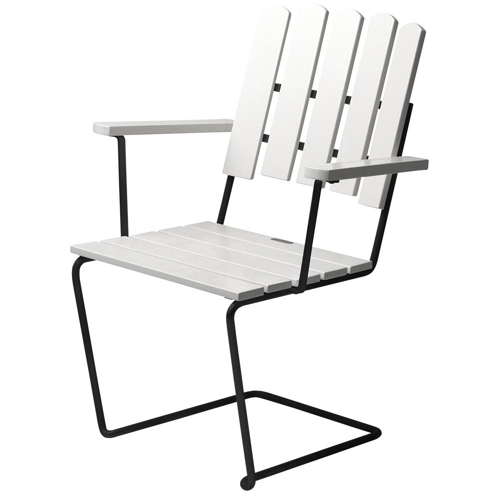 Grythyttan Stålmöbler, A2 Lænestol Hvidlakeret eg / sort stel