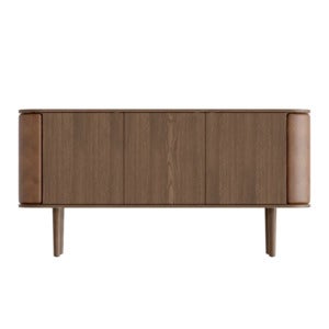 Treasures skab med 3 låger Mørk eg/Brown faux leather