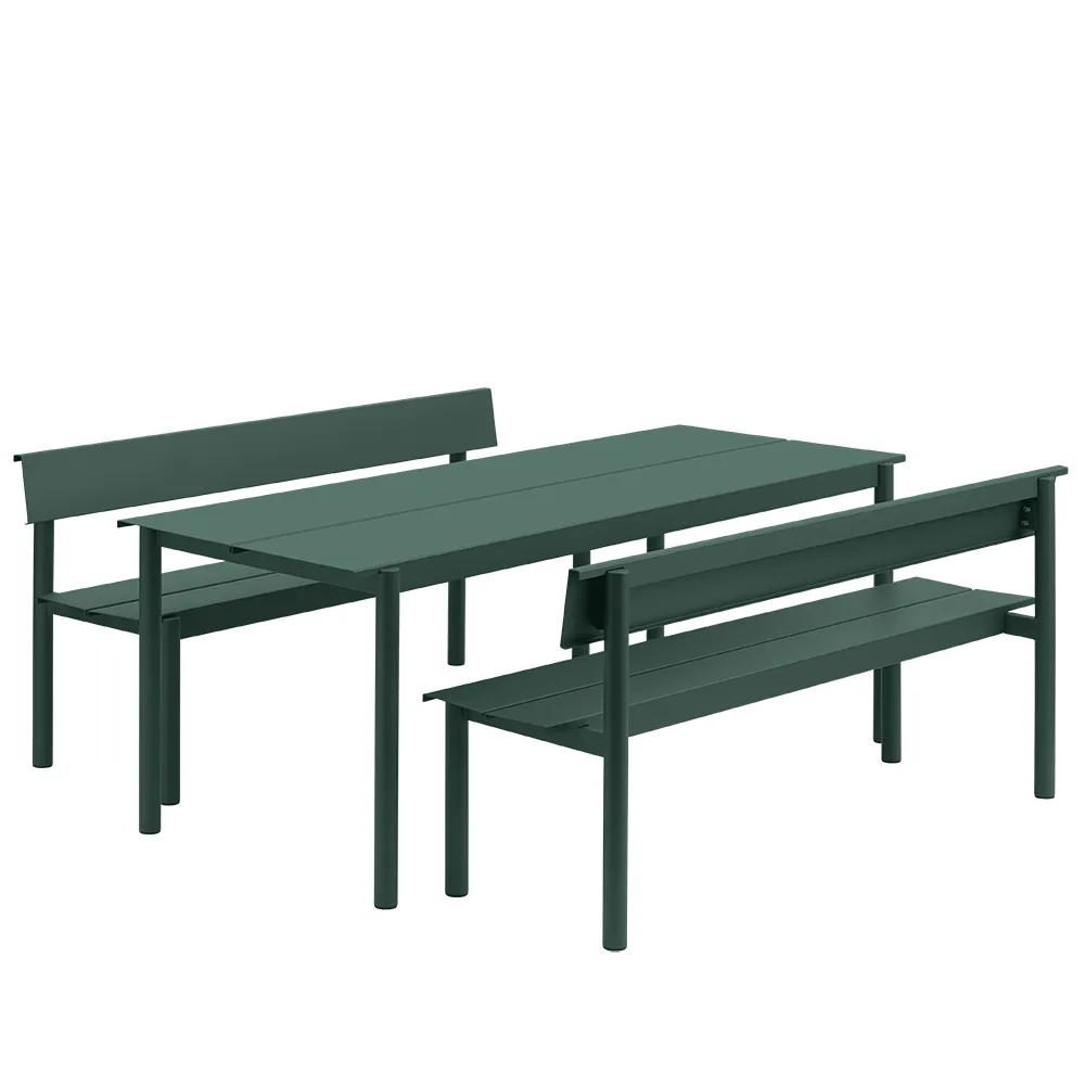 Stålbænk 170cm Linear Steel Dark Green