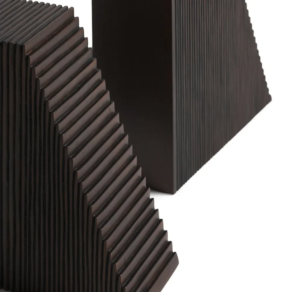 Grooves bogstøtte lakeret mørkebrun mahogni -sæt med 2 stk