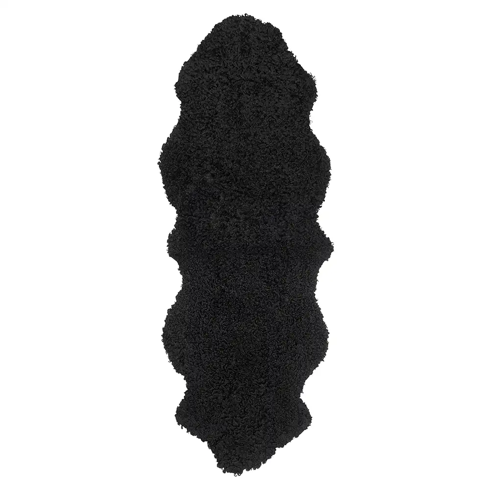 Skinnwille Curly Fåreskind 60×180 cm Black