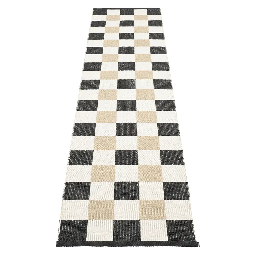 Pappelina, Pix tæppe 70x300 cm Black/Vanilla/Beige