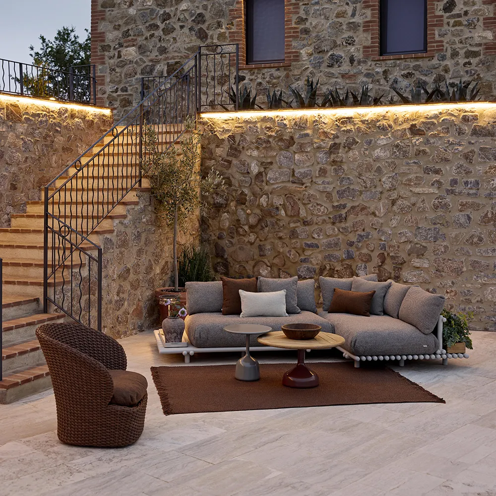 Sticks sofa m/chaiselong Alu/umber brown