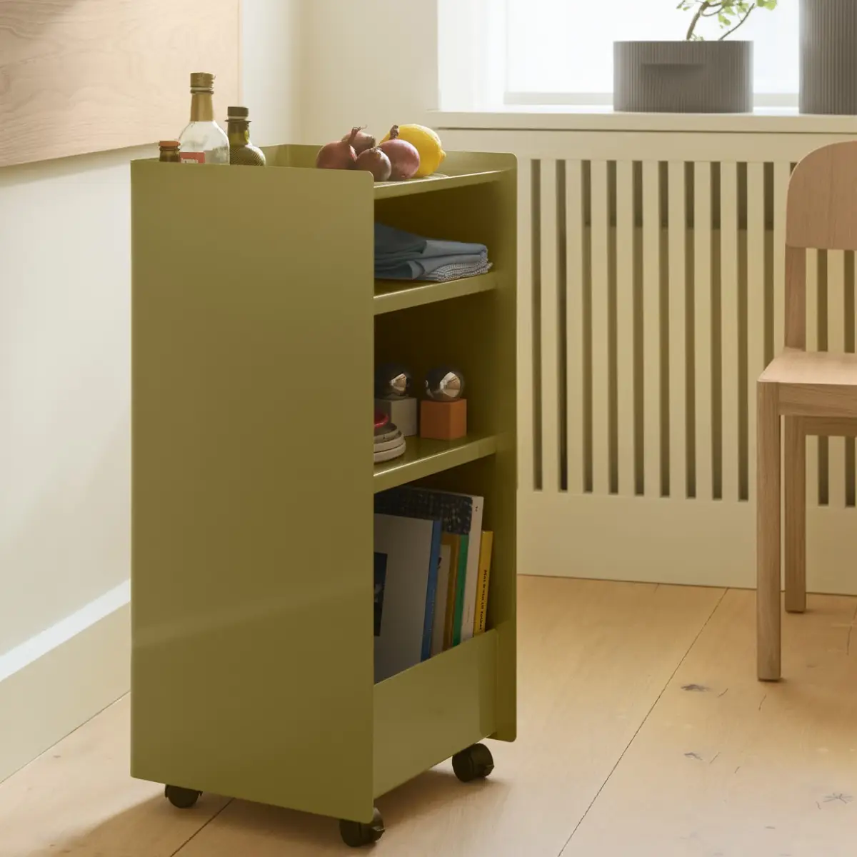 Folded Trolley højde 83,7 cm (udslået) – Mørk beige-grøn