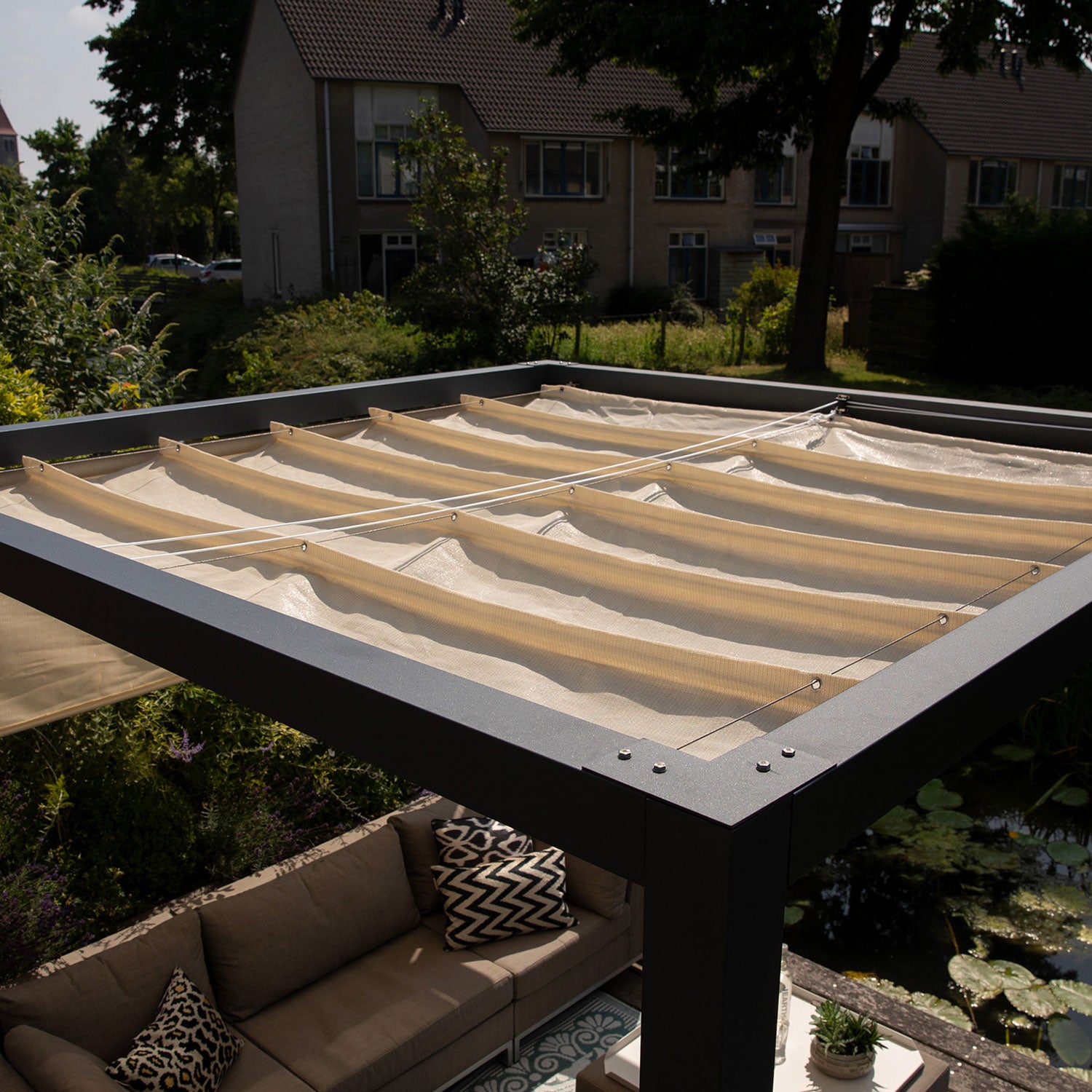 Coolfit solsejl harmonika 370x370cm grå