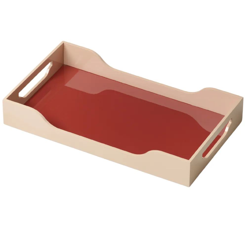 Lacquered Tray - Swell, Maroon/Pink 42x27 cm