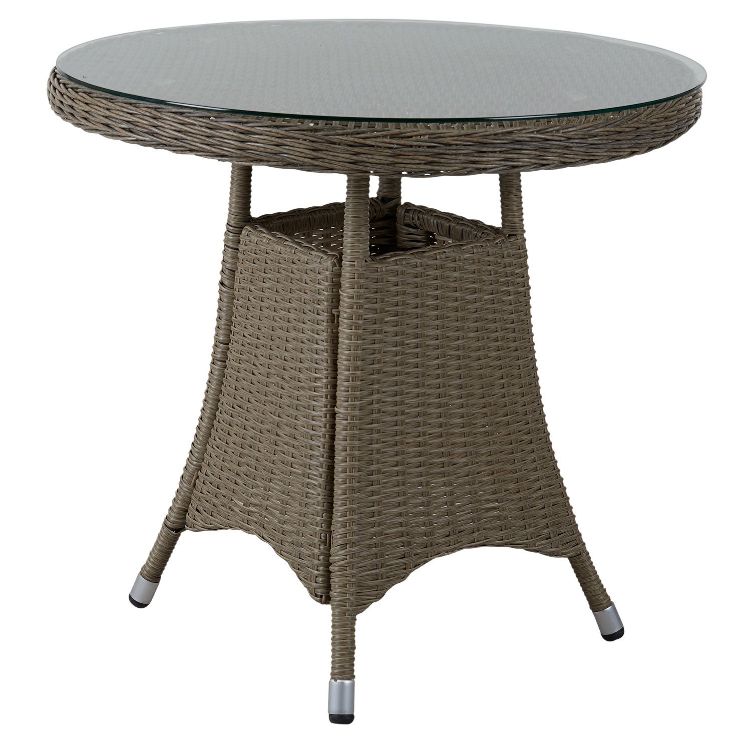 Hornbrook Cafébord 80 cm Beige Polyrattan Inkl. Glas Brafab