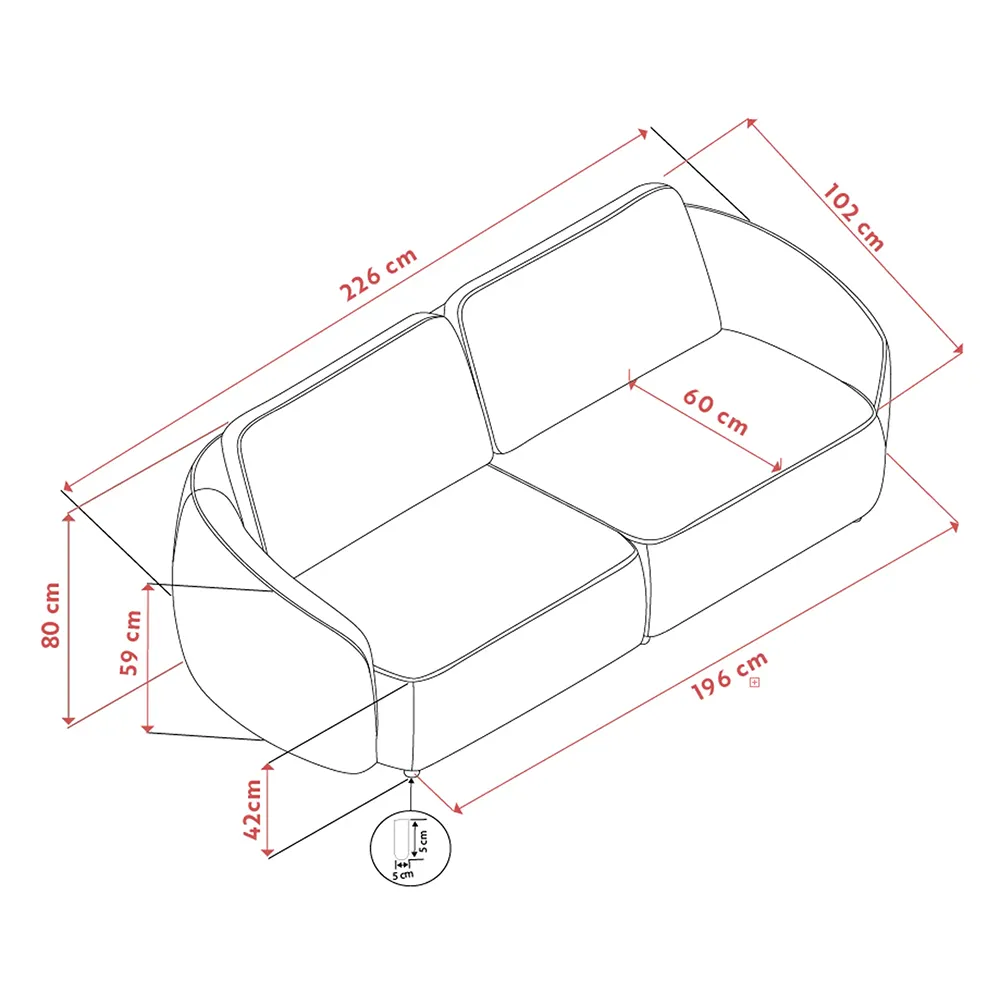 Norris sofa 3-personers stof Anna lys beige