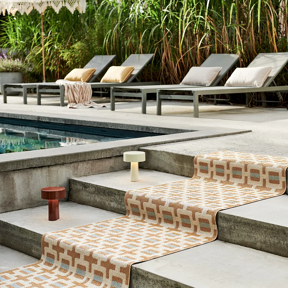 Tom tæppe Ochre/Cream/Sage 70 x 300 cm