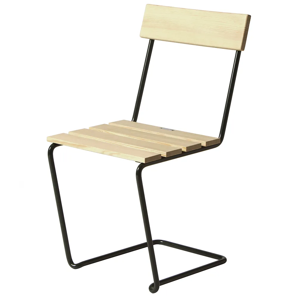 Grythyttan Stålmöbler, Stol 1 Olieret fyrretræ / Grønt stativ